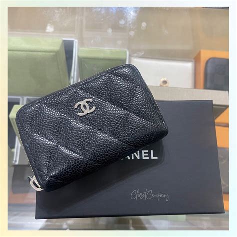 best chanel slg|Chanel card holder with zipper.